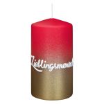 Pillar candle JARDENA with writing, favourite person in German, antique red-gold, 5.1"/13cm, Ø2.8"/7cm, 52h