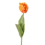 Artificial flower Parrot tulip UAKARI, orange-yellow, 26"/65cm, Ø2.4"/6cm