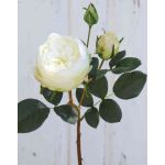 Artificial cabbage rose MIRETTA, cream-white, 24"/60cm, Ø1.2"-3.5"/3-9cm