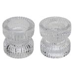 Reversible glass candle holder ARTORIUS for tea lights, pillar candles, clear, 6cm, Ø6,4cm