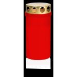 Grave candle CARMELIA with lid, red-white, 4.7"/12cm, Ø2.4"/6,1cm, 50h