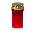 Grave candle AMONIA with lid, red-white, 5.7"/14,5cm, Ø2.8"/7cm, 60h