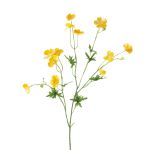 Artificial buttercup spray NORA, yellow, 28"/70cm, Ø0.8"-1.2"/2-3cm