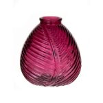 Glass bottle NELLOMIO with leaf structure, fuchsia-clear, 5.1"/13cm, Ø4.7"/12cm