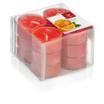 Tea lights ASTRID with fragrance, Juicy Orange, 12 pcs, orange, 0.6"/1,6cm, Ø1.5"/3,7cm, 4h