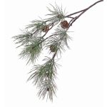 Fake fir branch CALEB with cones, frozen, 31"/80cm