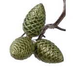 Green fir cones ZENTA, Christmas tree decoration, 3 pcs, 4.3"/11cm