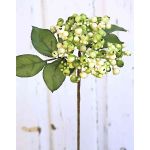 Artificial elderberry branch HELMA with berries, cream-green, 12"/30cm