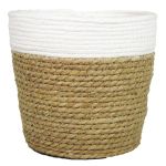 Storage basket DOMINGA, white-beige, 5"/13cm, Ø6.3"/16cm