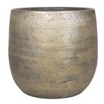 Flower pot made of ceramic AGAPE with texture, gold, 6.3"/16cm, Ø7"/17,5cm