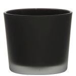 Large glass tealight holder ALENA FROST, black matt, 3.5"/9cm, Ø4"/10cm