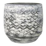 Ceramic planter MAIVIN, diamond pattern, grey, 5.5"/14cm, Ø6.1"/15,5cm