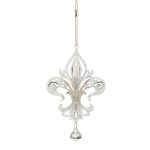 Acrylic ornament Heraldic lily AZARIEL, glitter, transparent-gold, 6"/15cm