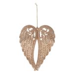 Decorative ornament Angel wings FASITA acrylic, glitter, gold, 6"/15cm