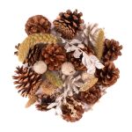 Winter scatter decoration YIDU, pine cones, dry twigs, brown-white-green, 250g