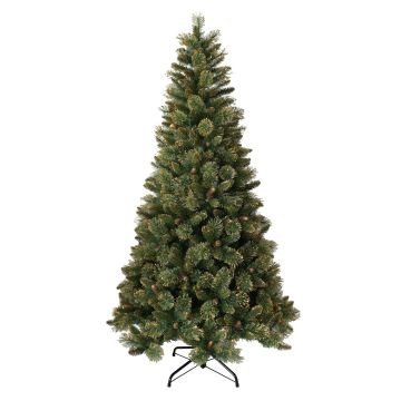 Artificial fir TORRANCE SPEED, cones, green, golden tips, 6ft/180cm, Ø3ft/95cm