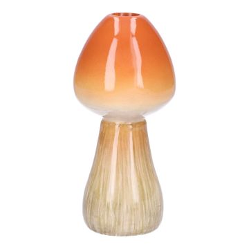 Ceramic mushroom vase RADOMILA, orange-beige, 16cm, Ø7,5cm