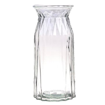 Glass flower vase RUBIE, clear, 9"/24cm, Ø4.5"/11,5cm