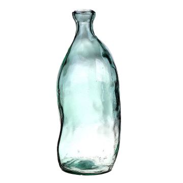 Unshaped glass bottle WINNY, recycled, clear-blue, 14"/35cm, Ø5.7"/14,5cm