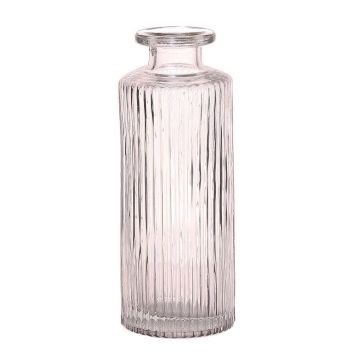 Glass vase EMANUELA, groove pattern, clear, 5.2"/13,2cm, Ø2"/5,2cm