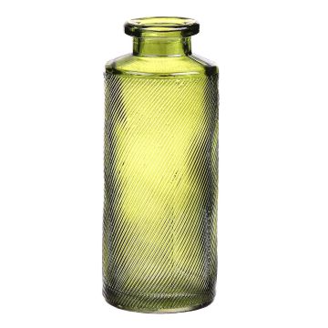 Glass vase EMANUELA, texture, olive green-clear, 5.2"/13,2cm, Ø2"/5,2cm