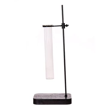 Decorative laboratory glass AUDREY with stand, clear-black, 14x10x35cm