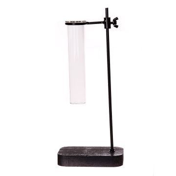 Decorative laboratory glass AUDREY with stand, clear-black, 12x8x28cm