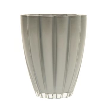 Glass flower vase BEA, metallic silver, 7"/17cm, Ø5.5"/14cm