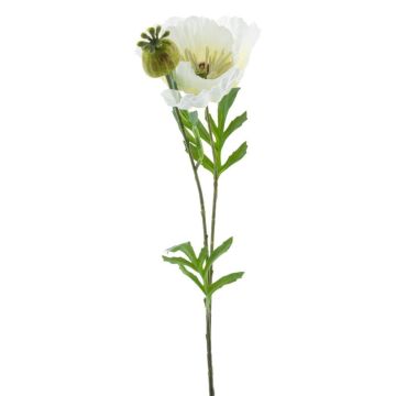 Decorative poppy EDESSA, white, 31"/80cm