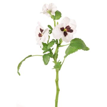 Decorative branch Pansy SIANIE, white, 14"/35cm, Ø1.6"-2.4"/4-6cm