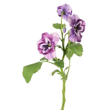 Decorative branch Pansy SIANIE, violet-white, 14"/35cm, Ø1.6"-2.4"/4-6cm