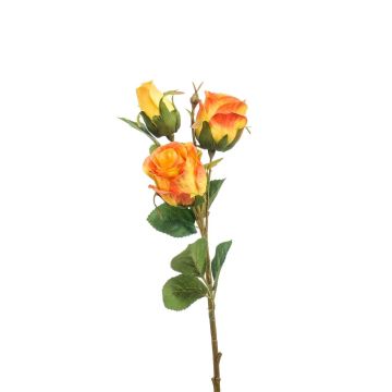 Artificial flower branch Rose FREYDE, orange, 18"/45cm