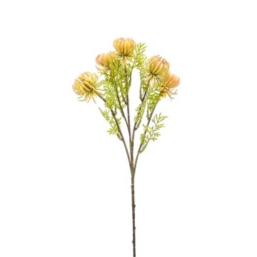 Artificial artichoke flowering branch PALLADIA, yellow-peach, 18"/45cm