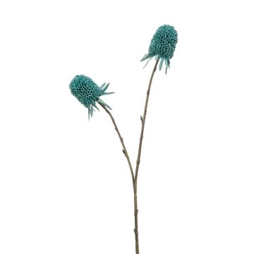 Artificial branch Carduus AVELINE with glitter, turquoise, 26"/65cm