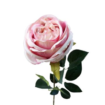 Artificial flower Rose CHERLEN, pink-cream, 24"/60cm, Ø4"/10cm