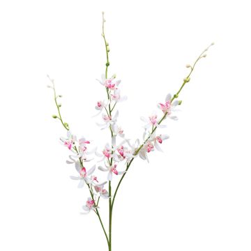 Artificial flower branch Cymbidium orchid MONDEGO, white-fuchsia, 3ft/95cm