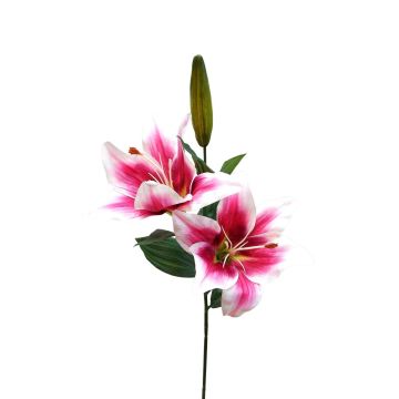 Artificial flower branch Lily RODEHILDE, fuchsia-white, 26"/65cm