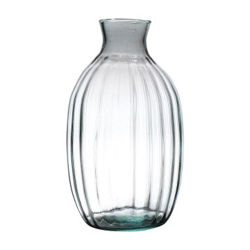 Decorative bottle NERRASITA made of glass, with grooves, recycled, clear, 29,5cm, Ø18cm