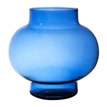 Glass vase RAINIERO, recycled, blue-clear, 23cm, Ø23cm