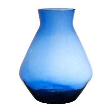 Glass flower vase RAMUNDA, recycled, blue-clear, 25cm, Ø19cm