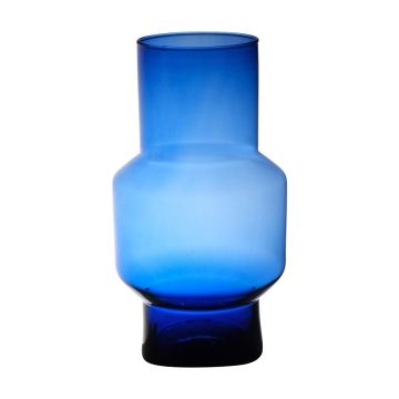 Glass flower vase FORTUNATO, recycled, blue-clear, 35cm, Ø19cm