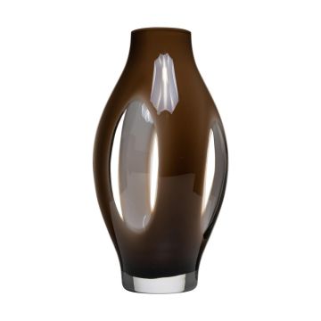 Decorative vase PROSPERO made of glass, brown-clear, 30cm, Ø16cm