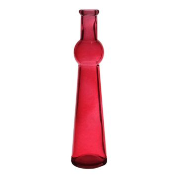 Decorative bottle REYNALDO made of glass, red-clear, 23cm, Ø5,5cm