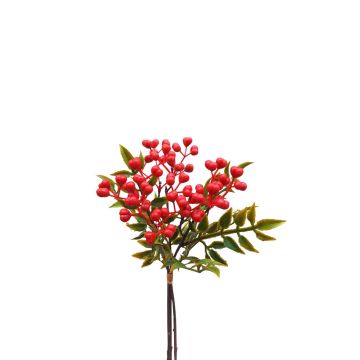 Plastic rowan branch ELNATAN in bunch, fruits, red, 12"/30cm