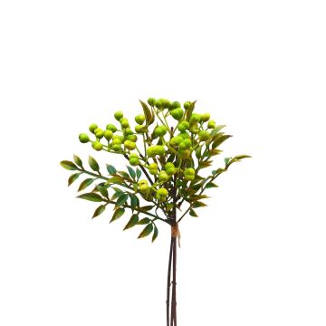 Plastic rowan branch ELNATAN in bunch, fruits, green, 12"/30cm