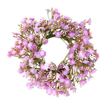 Artificial gypsophila wreath LITAGO, pink-violet, Ø8"/20cm