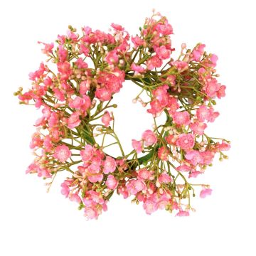 Artificial gypsophila wreath LITAGO, pink-fuchsia, Ø8"/20cm