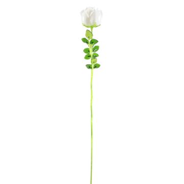 Plastic rose EVARISTO in glass optic, 12 pieces, white, 80cm