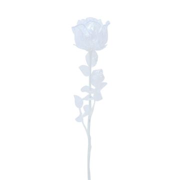 Plastic rose EVARISTO in glass optic, 12 pieces, transparent, 80cm