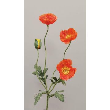 Artificial poppy branch OXANDRINE, orange, 24"/60cm